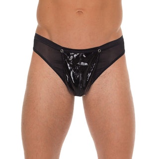 Mens Black GString With PVC Pouch