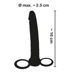 Male strap on double penetration black dildo