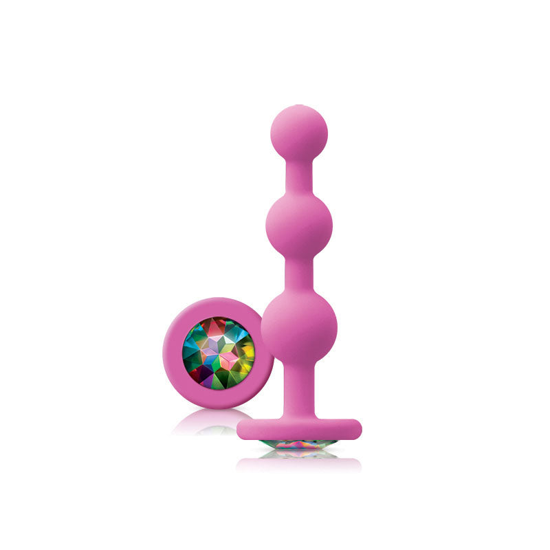 Glams Pink Ripple Anal Plug Rainbow Gem