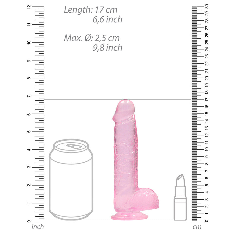 RealRock 6 Inch Pink Realistic Crystal Clear Dildo