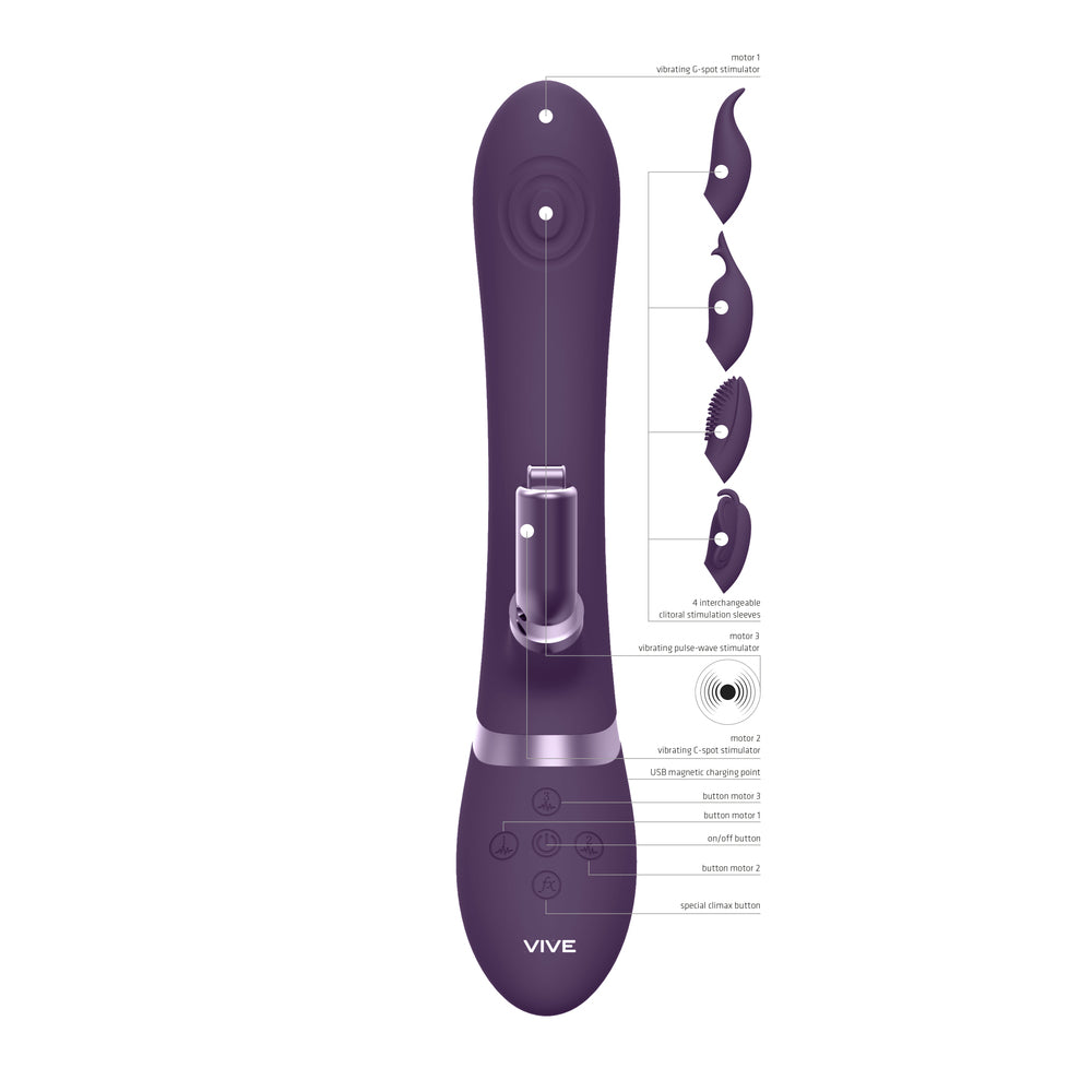 Vive Etsu Interchangeable Rabbit Vibrator Purple