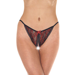 Red And Black Tanga Open Brief